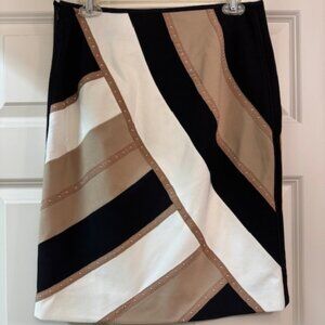 WHBM sz 4 pieced colorblock gold studded ponte pencil skirt like new